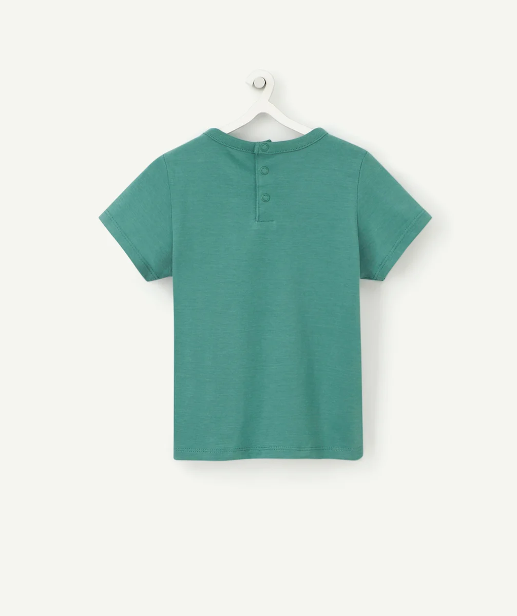 T-SHIRT BÉBÉ GARÇON EN COTON BIO VERT AVEC RATON LAVEUR