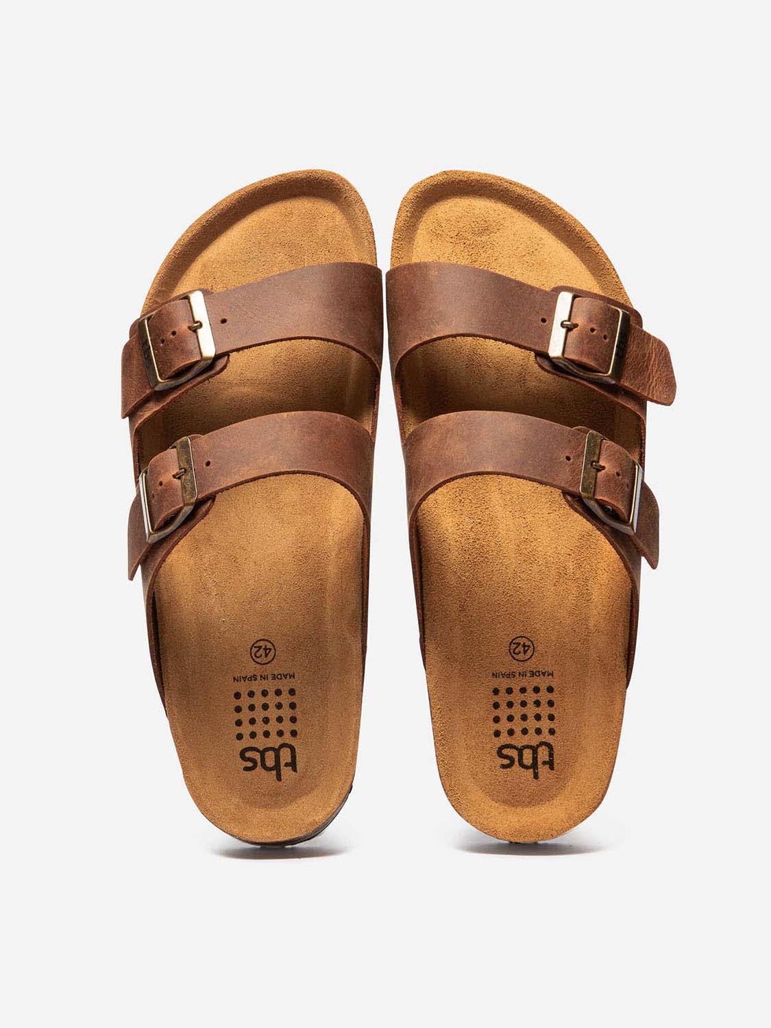 Mules Homme Confort Dessus Cuir Marron