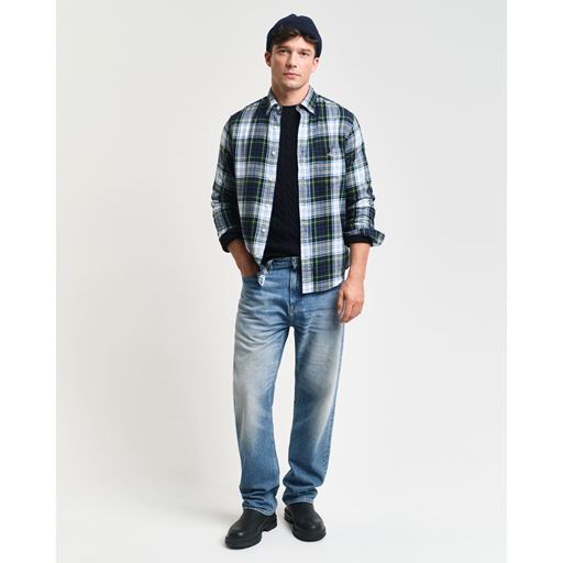 GANT Checked Flannel Skjorte, Tartan Green, XL