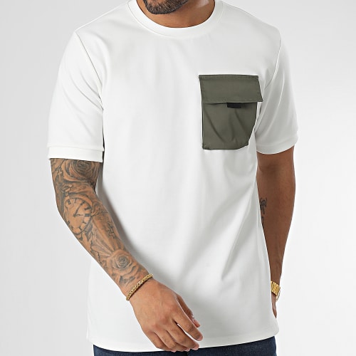 Tee Shirt Blanc Vert Kaki