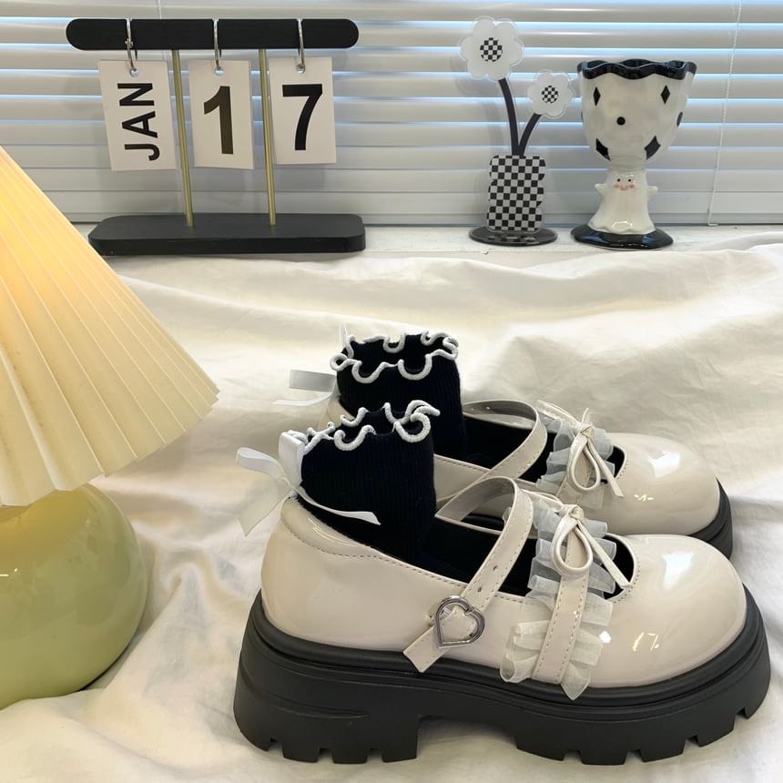 DURAC - Mary Jane-schoenen met imitatieleren plateauzool