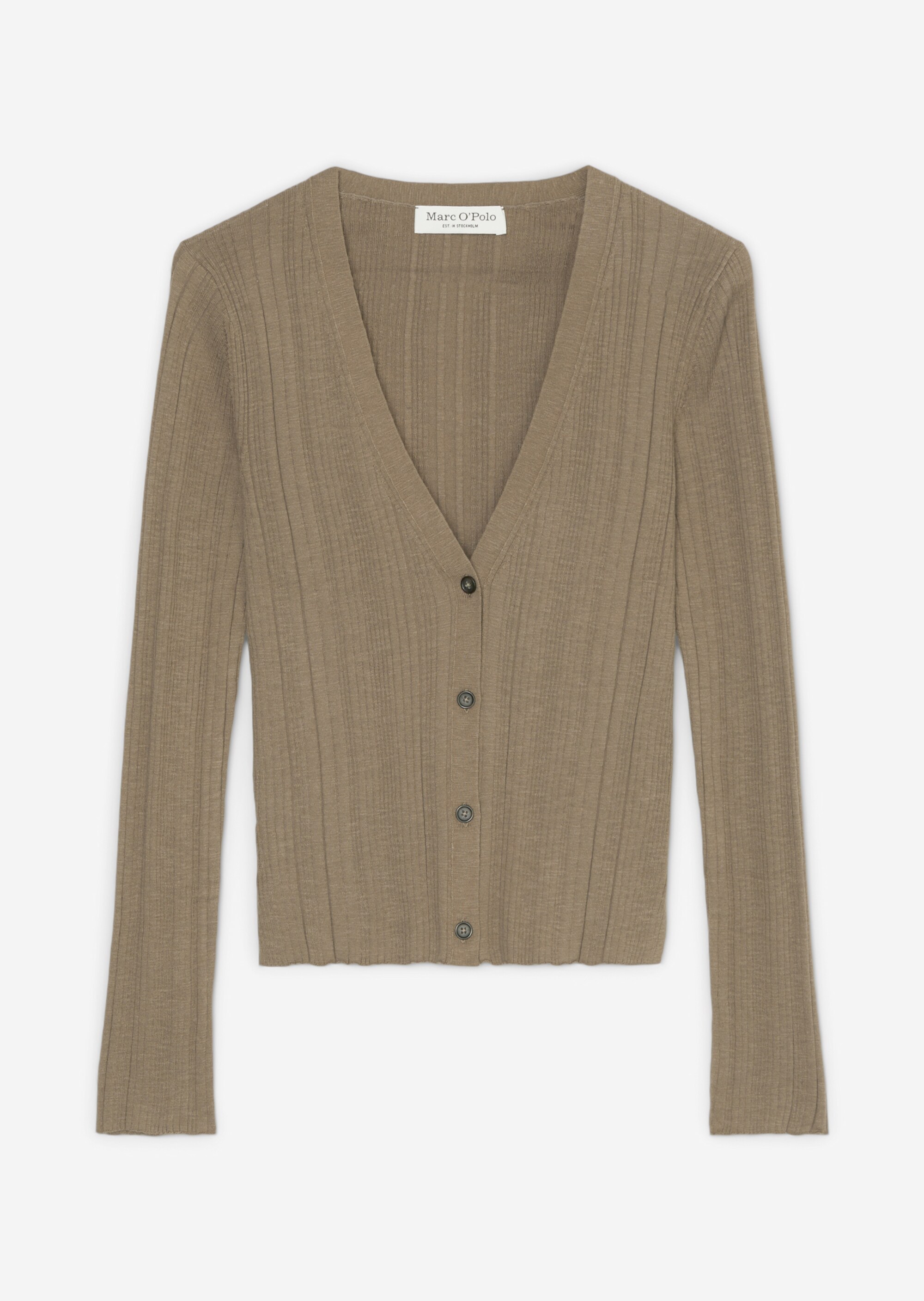 Rippstrick-Cardigan slim aus Organic Cotton-Leinen-Slub-Garn