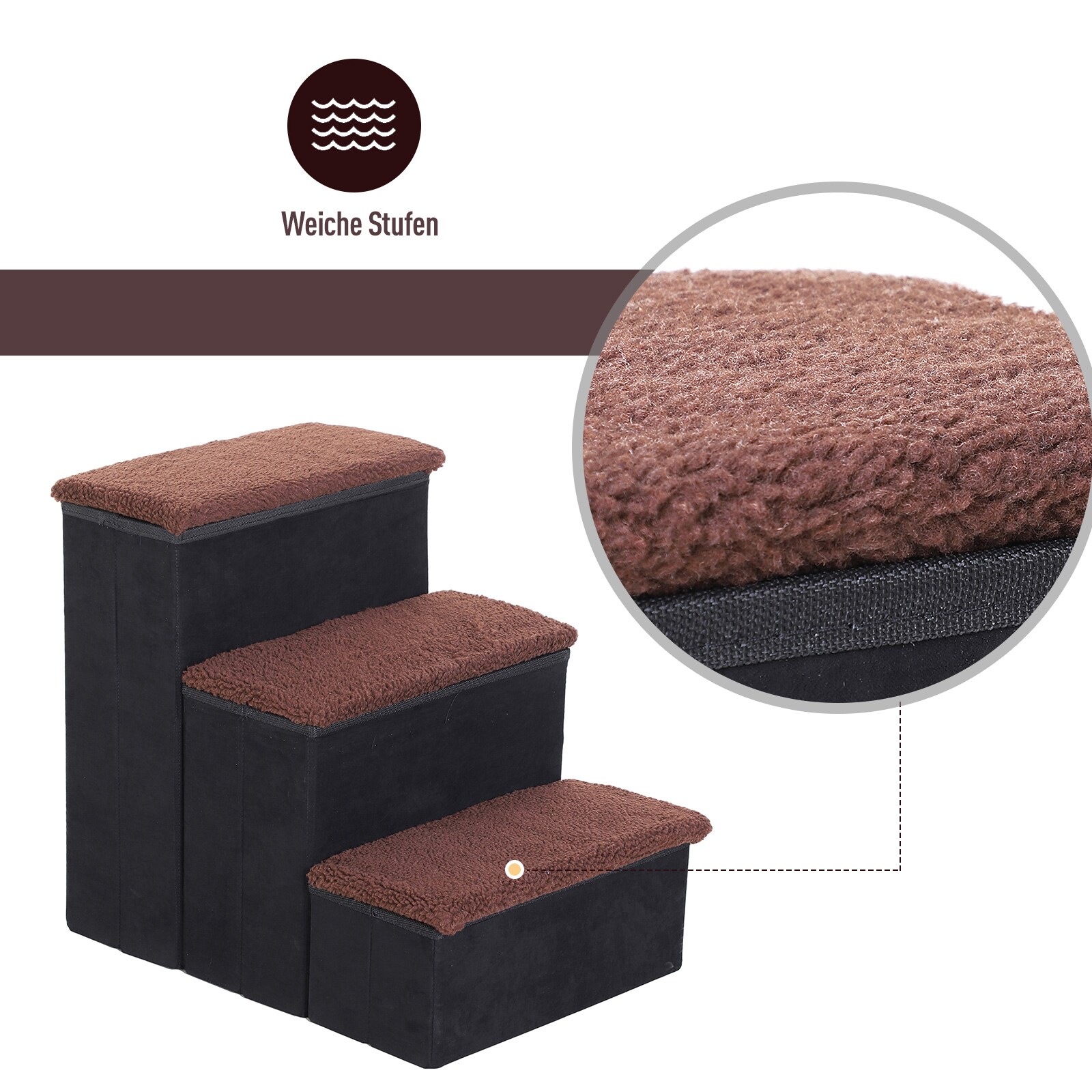 PawHut Haustiertreppe mit 3 Stufen 40 x 54 x 48 cm (BxTxH)