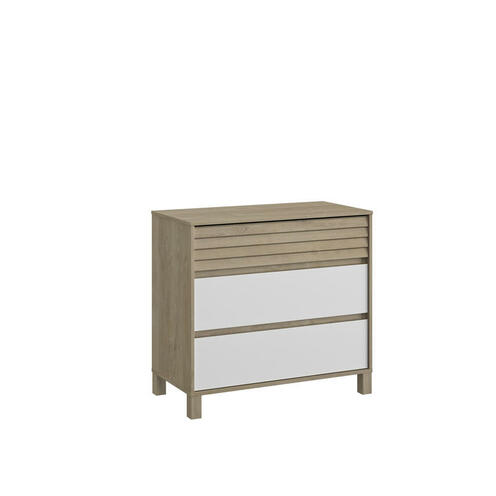 Commode 3 Tiroirs Achille Chêne Blond et Blanc - GALIPETTE