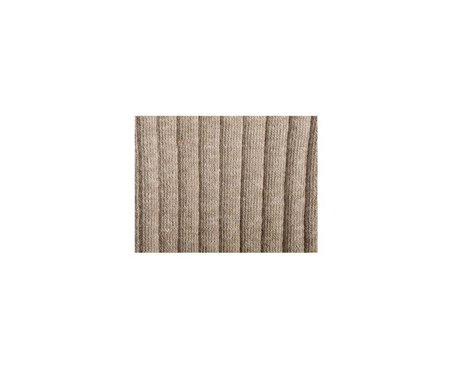 Chaussettes homme coton lin avec côtes Kaki Chiné