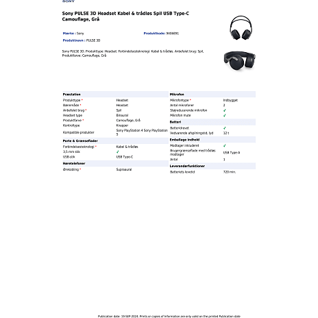 PS5 Pulse 3D Grey Camo Wireless Headset