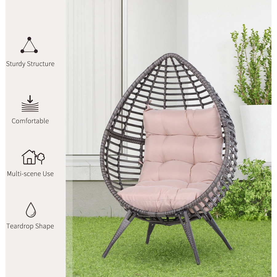 Outsunny Gartensessel in Tropfen Design grau, beige