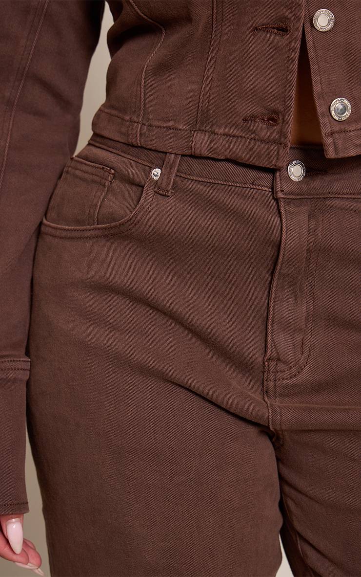Chocolat Jean Barrel Taille Haute En Denim Stretch Shape