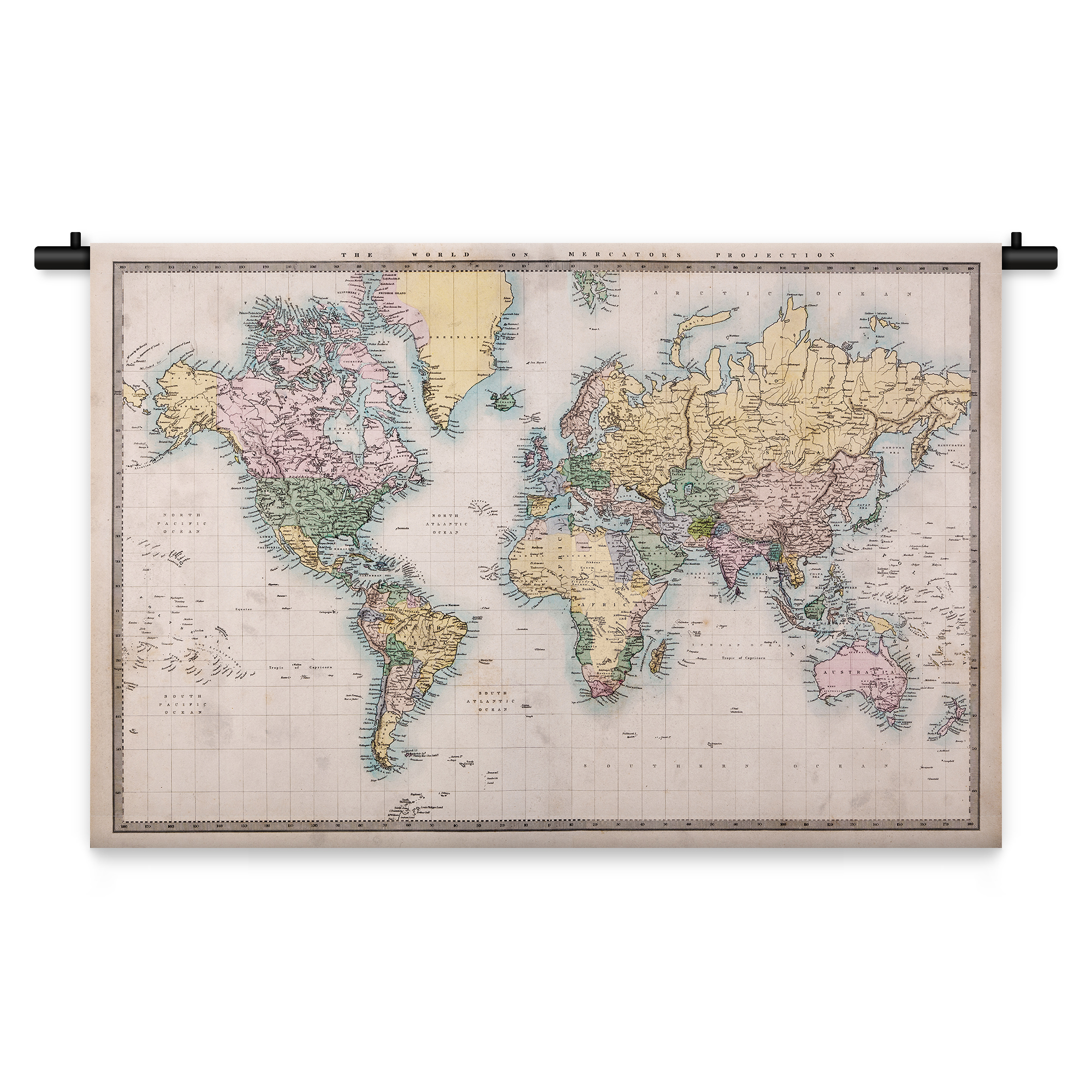 Wandkleed Wereldkaart met landen 150 x 100 cm