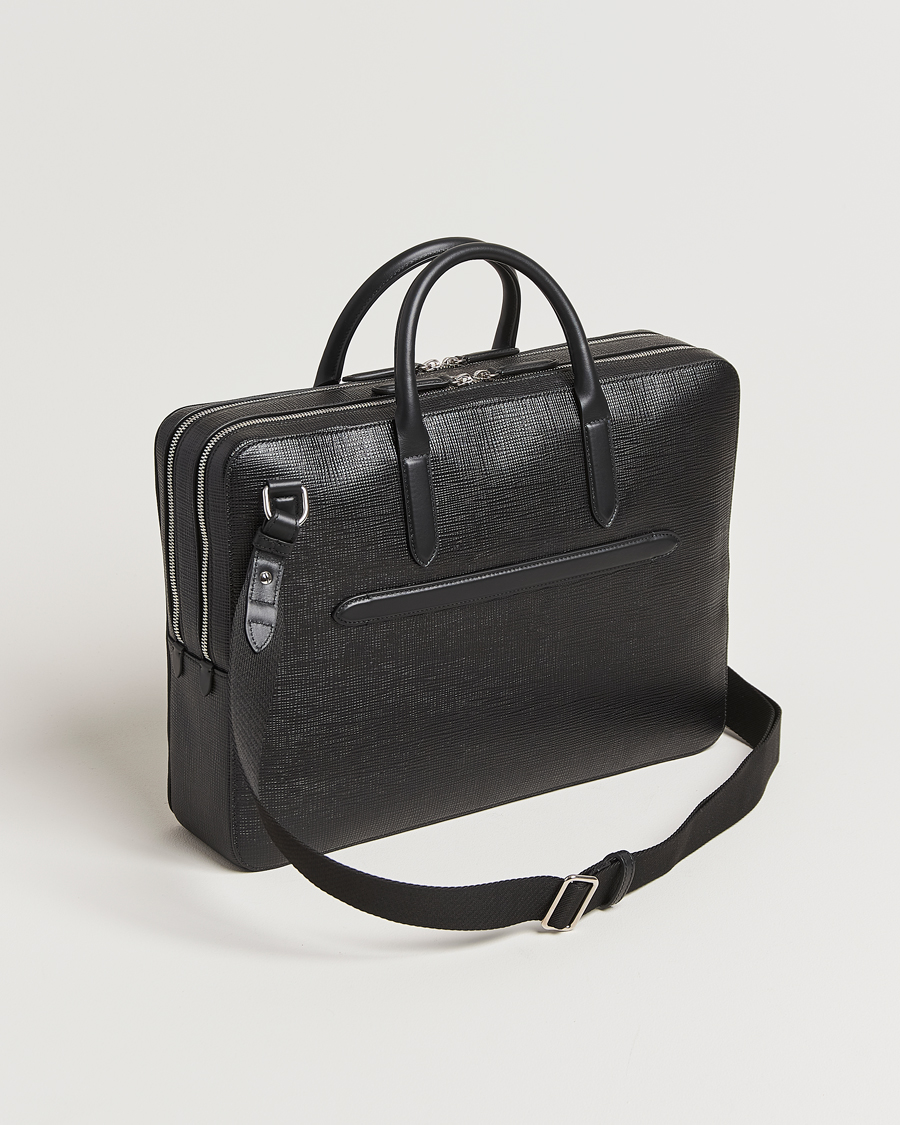 Smythson Panama Large Lightweight Briefcase Black
