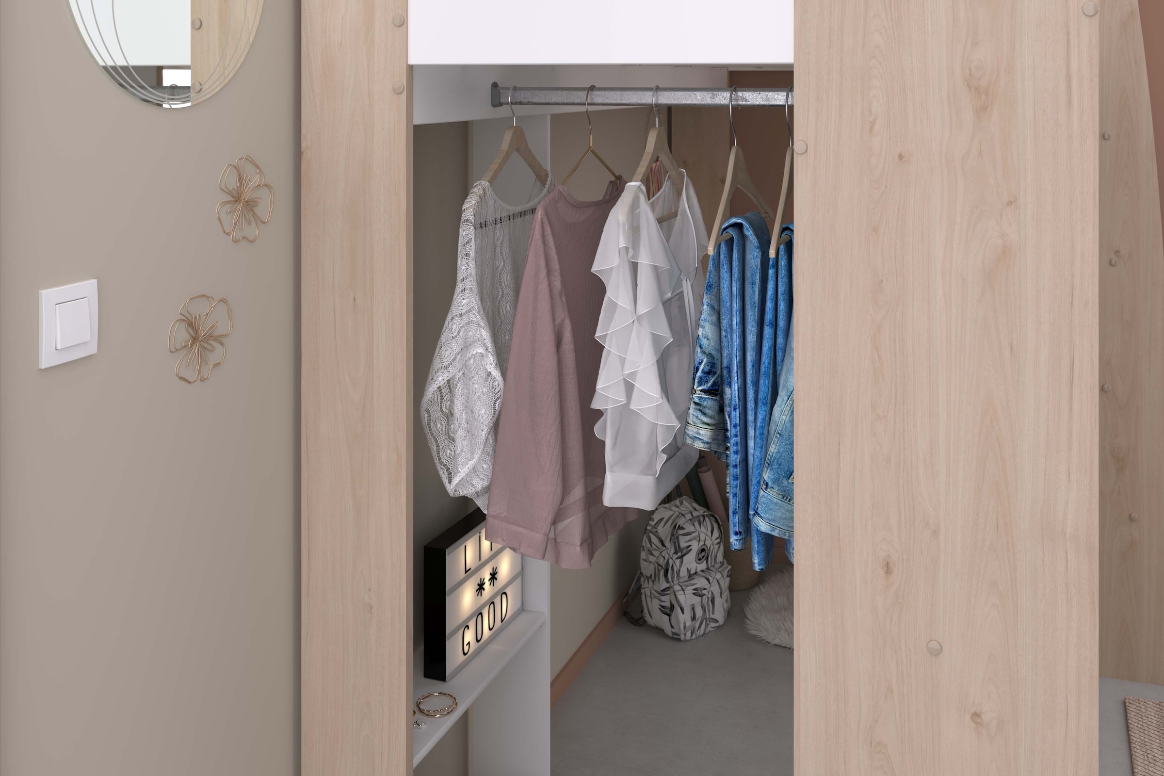 Parisot Hochbett »Shelter 11« 1 Stk. tlg. integrierter Schreibtisch, Leiter, Regal, Kleiderstange, Ablagen