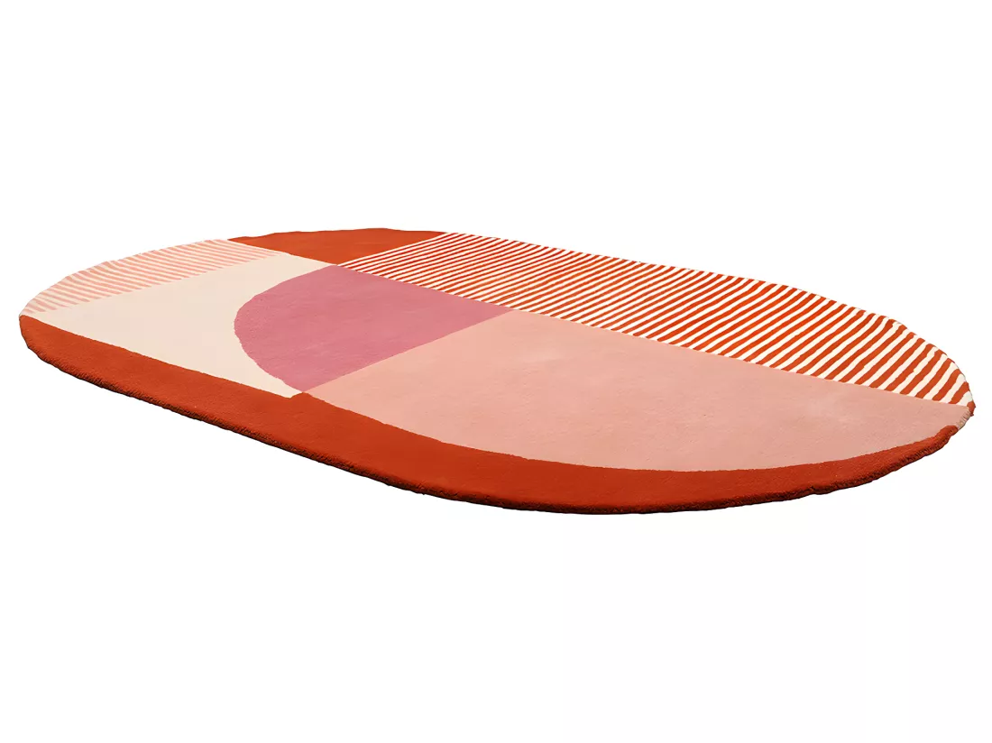 Tapis ovale en laine, tufté main KABAR - 150 x 230 cm - Rose