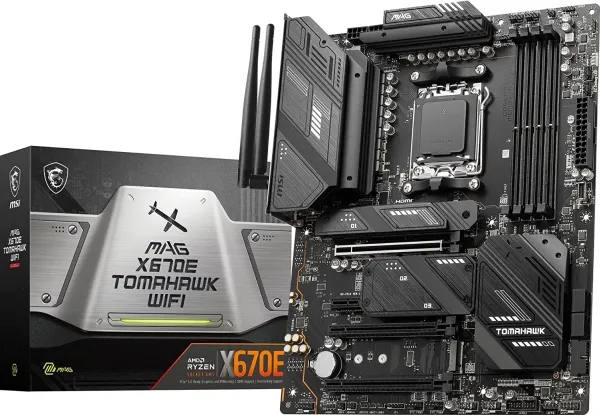 [OUTLET] - MSI MAG X670E TOMAHAWK WIFI - Bundkort - ATX - Socket AM5 - AMD X670 Chipset - USB 3.2 Gen 1, USB 3.2 Gen 2, USB-C Gen 2x2, USB-C 3.2 Gen2 - 2.5 Gigabit LAN, Wi-Fi 6, Bluetooth - onboard grafik (CPU påkrævet) - HD Audio (8-kanaler)