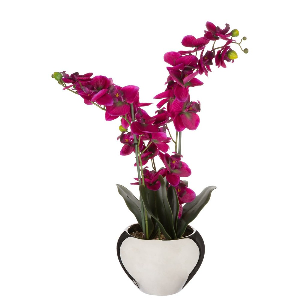 Plante artificielle orchidée dans un pot argent h 57 cm