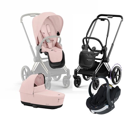 Cybex e-Priam Duovogn inkl. BeSafe iZi Go Modular X2, Peach Pink/Chrome Black