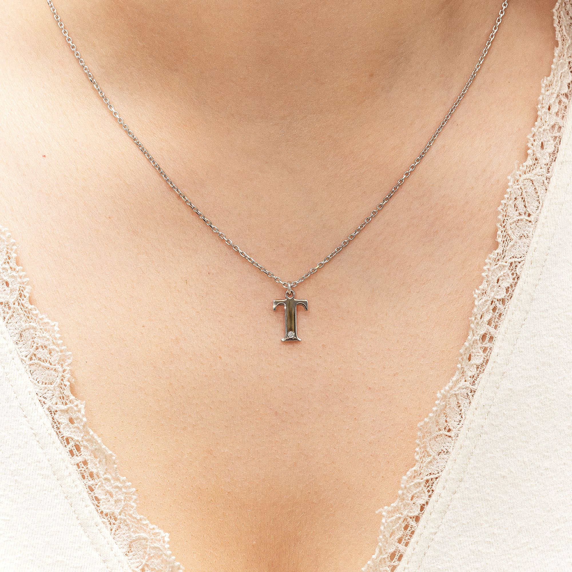 Diamonds by Ellen K. Halskette Silber 925 mit 1x Diamant 0,008ct. Buchstabe T