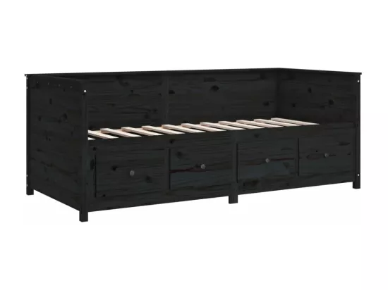 Lit de jour sans matelas noir 100x200 cm bois de pin massif