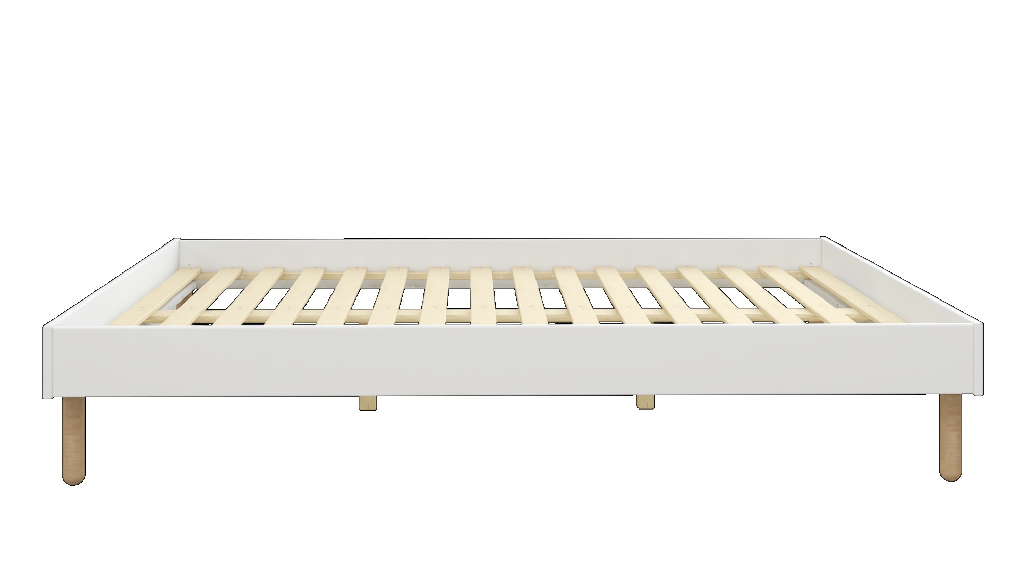 GOODproduct Bett »Dagmar, Bettgestell, Futonbett, Füsse aus Massivholz« 140cm Liegefläche,  mit festen Latten aus massiver Kiefer, belastbar mit 200KG