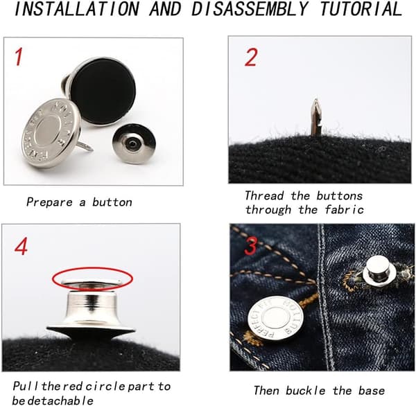 INF Avtakbare jeansknapper 10-pakning Sølv  Perfect Fit Button