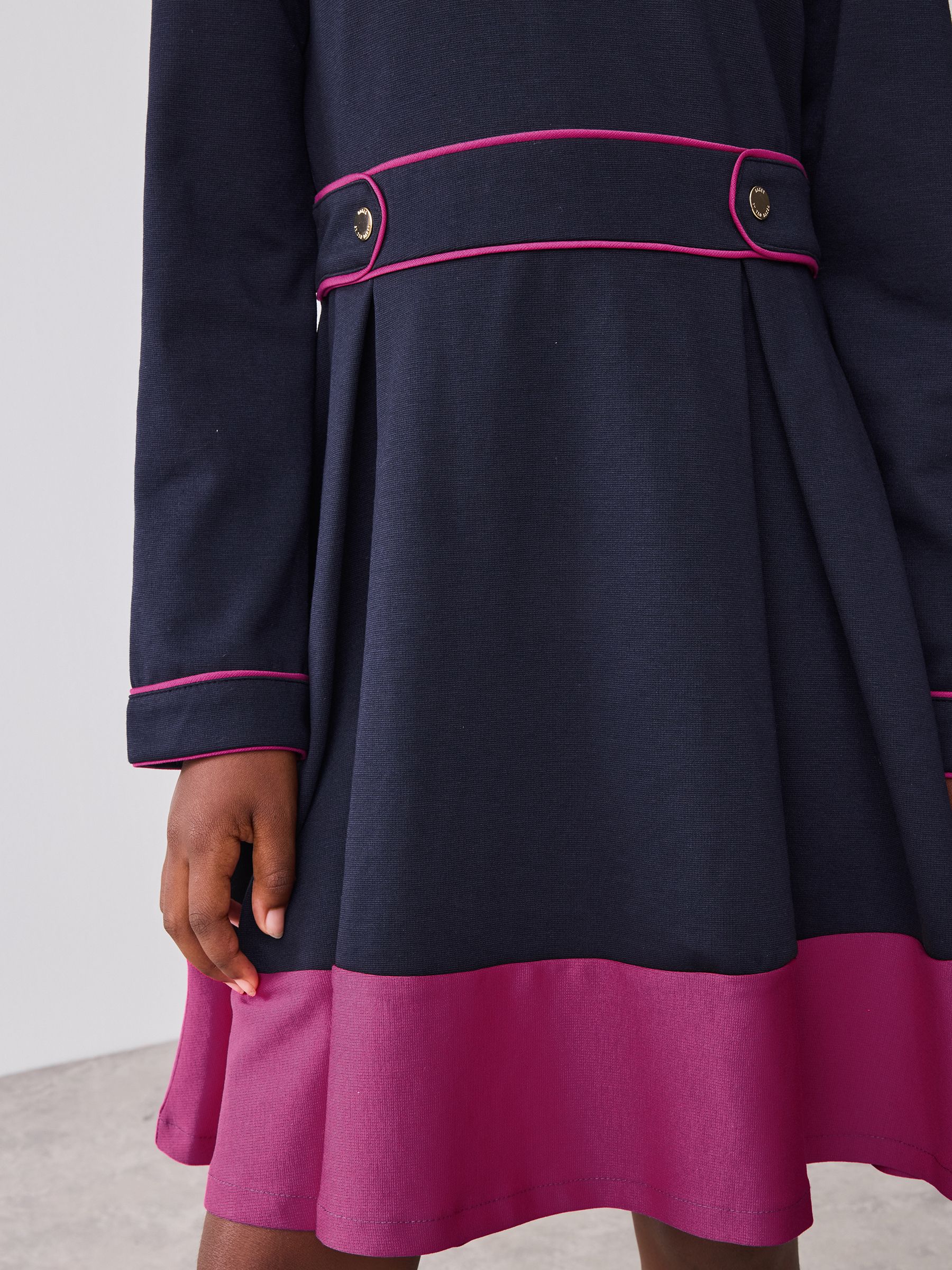 Marineblauw - Baker by Ted Baker Bow Collar Pleated Ponte Dress