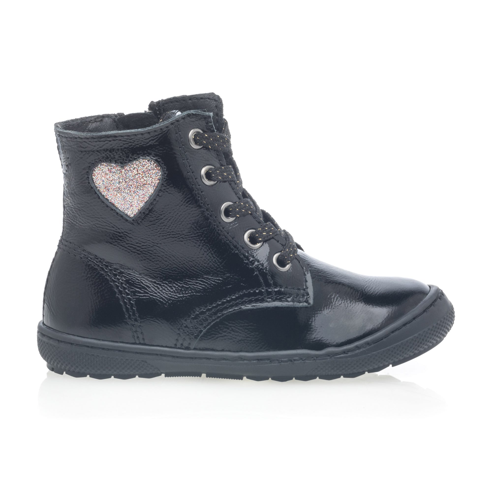 Boots Fille en cuir noir