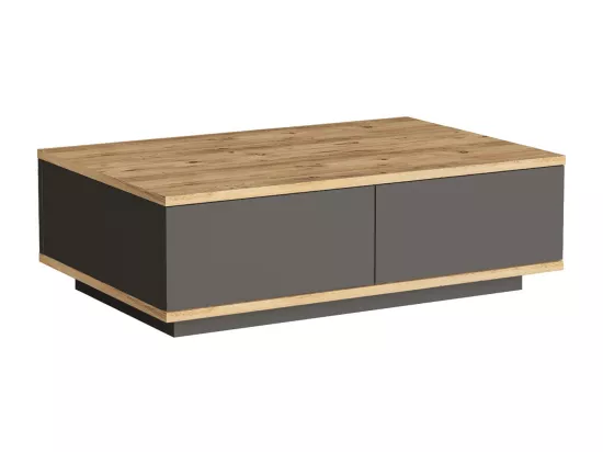 Table basse avec 2 portes - Naturel et Anthracite - LOTULA