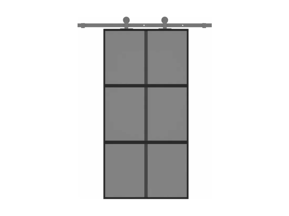 Porte coulissante noir 102,5x205 cm verre trempé aluminium
