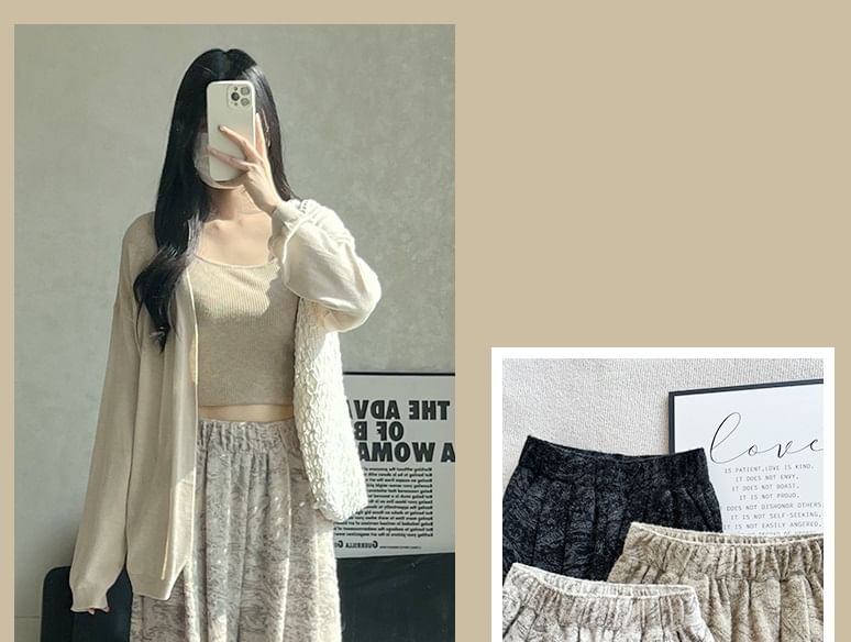 evanesce - Inkt schilderij print hoge taille elastische taille wijde pijpen joggingbroek