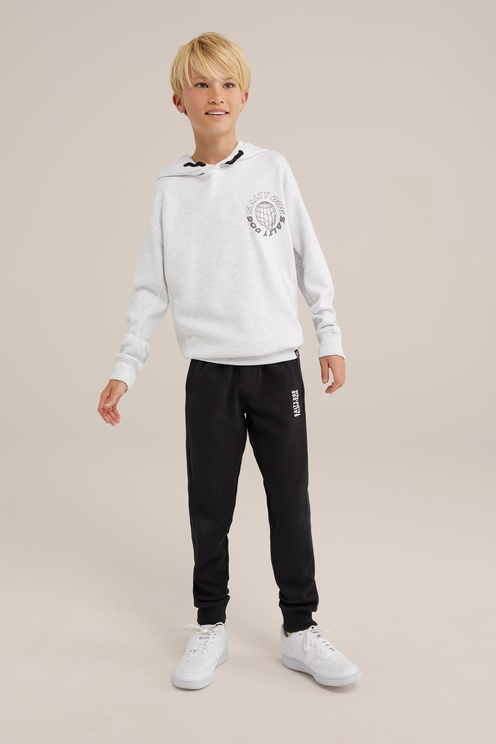 Jongens joggingbroek met  gestructureerde tapedetail Salty Dog Zwart