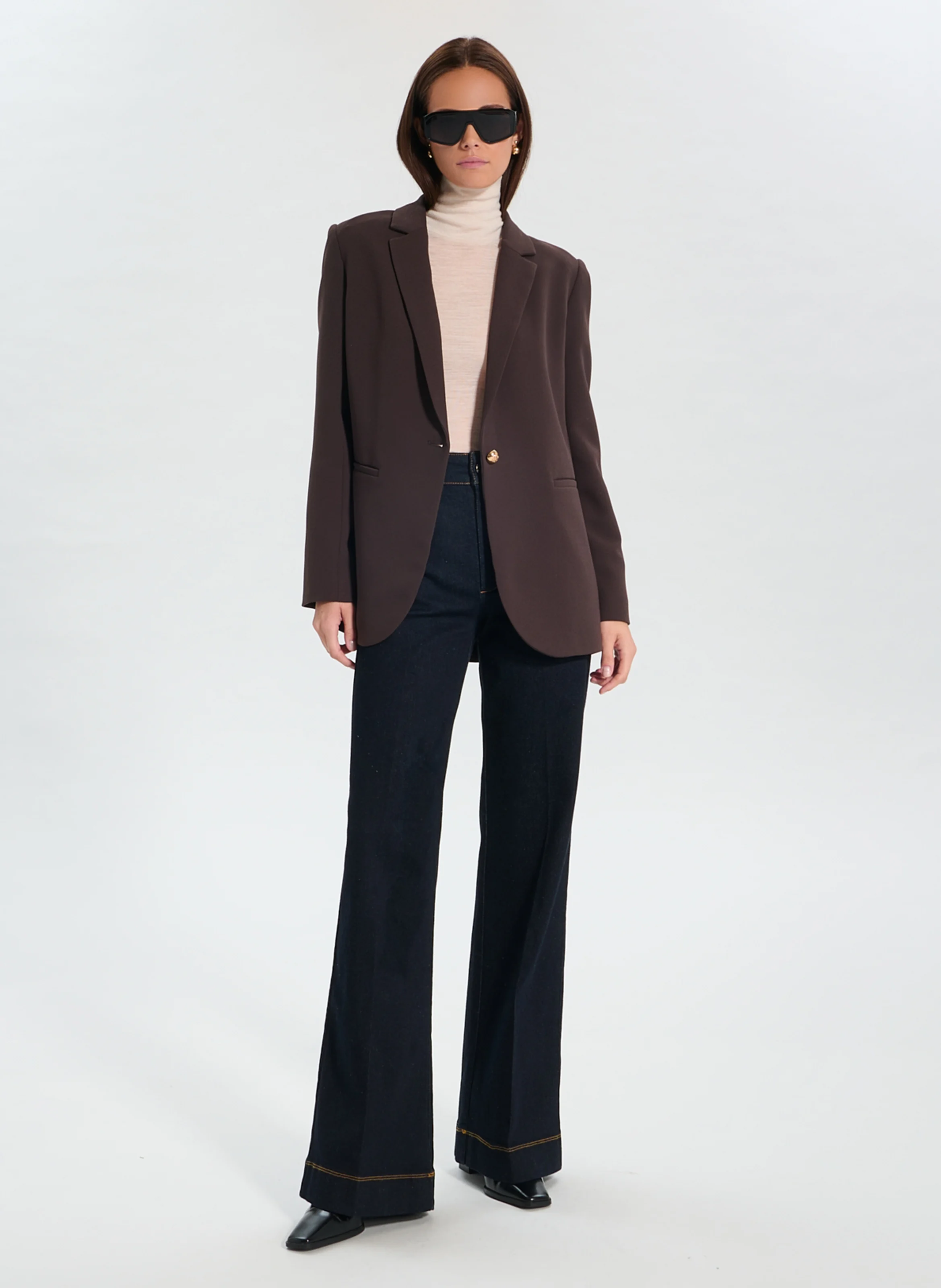 JESSIE - Jean palazzo taille haute en coton mélangé | Jean brut