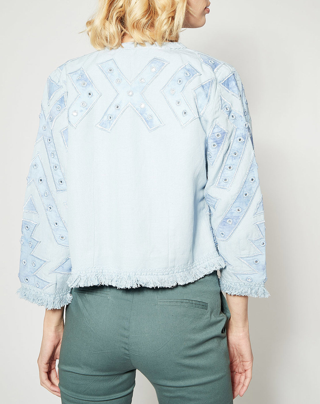 Derhy Veste en Coton & Lin Favorite bleu pétrole