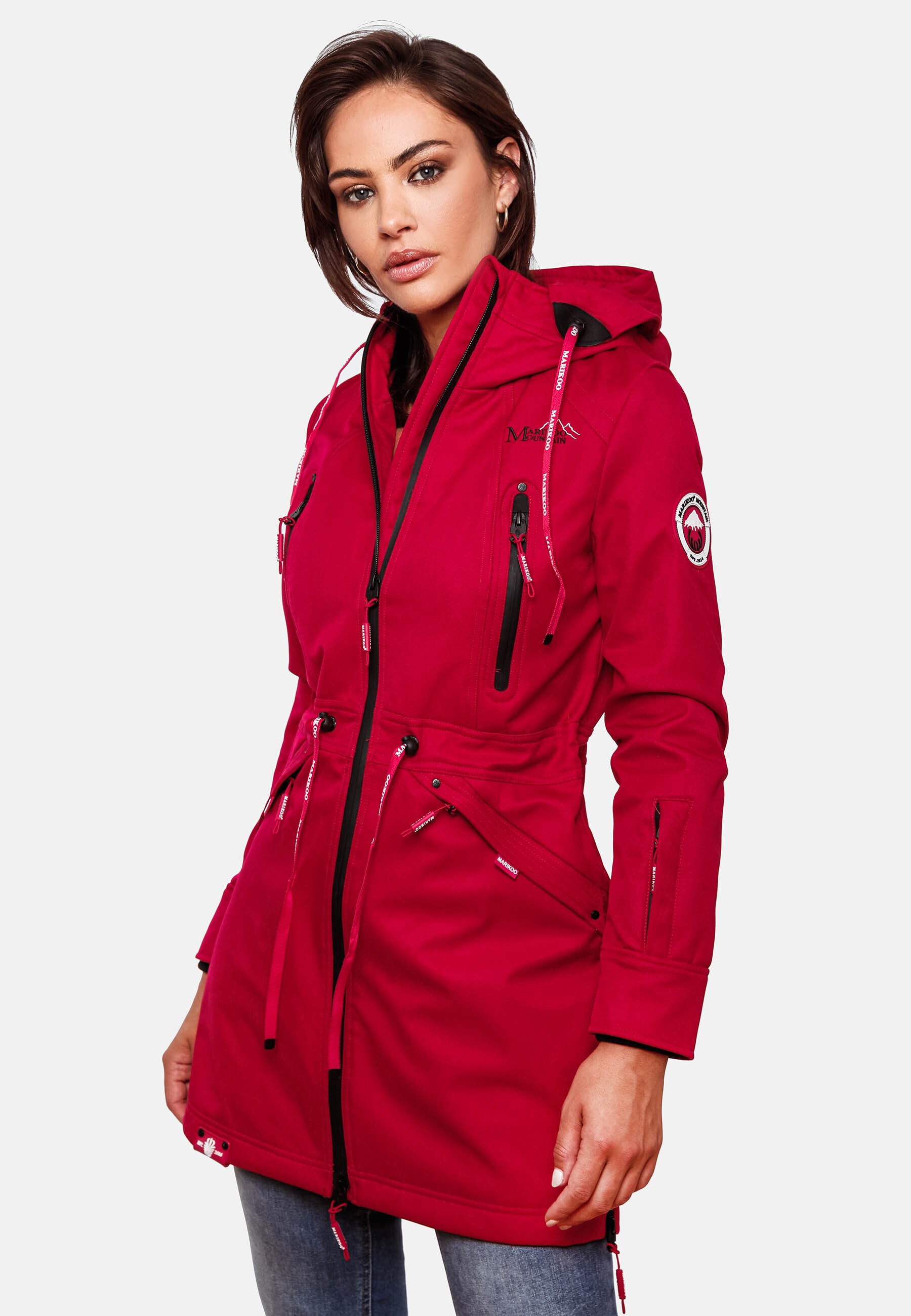 MARIKOO Damen Softshelljacke Funktionsjacke mit warmen Teddyfleece & Kapuze Racquellee