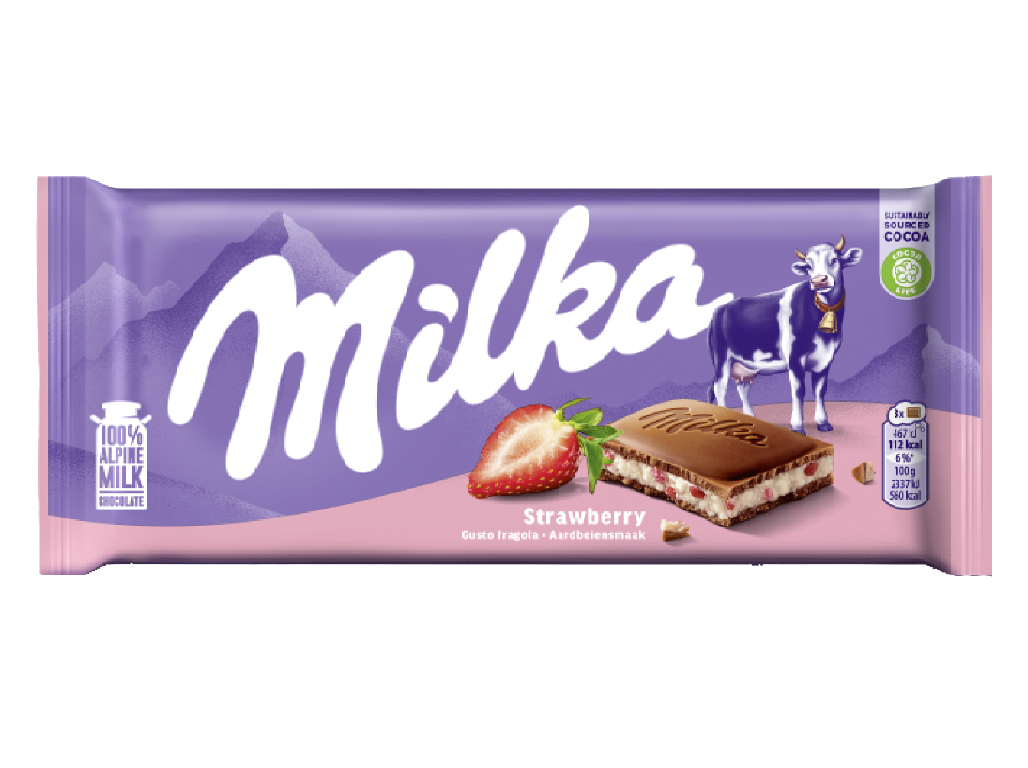 CHOCOLATE MILKA COM RECHEIO STRAWBERRY YOGURT 100G