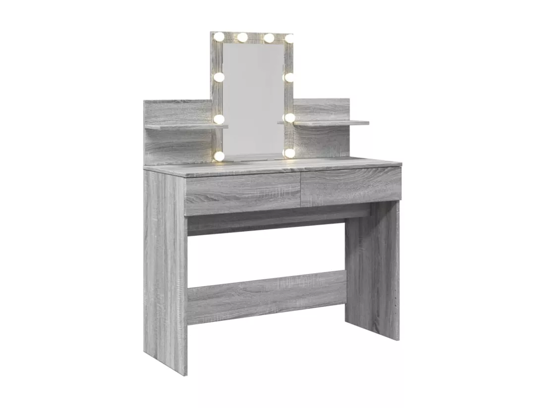 Coiffeuse avec LED sonoma gris 100x40x130 cm