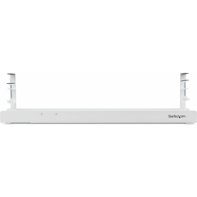 StarTech.com Goulotte Passe Câble Bureau, Organiseur de Câbles Ajustable en Longueur, Installation à Pinces, Aucun Perçage Nécessaire, Support Multiprise, Blanc