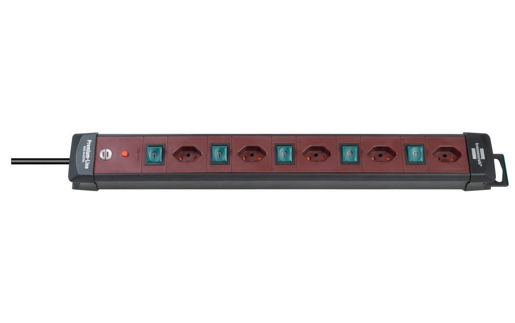 Steckdosenleiste 5x T13 querMit 5 Schaltern, schwarz/rot