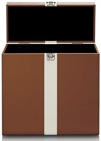 Lenco Platenkoffer - LP Opbergsysteem - Vinyl Houder voor ca. 30 platen - TTA-301BNWH - Bruin