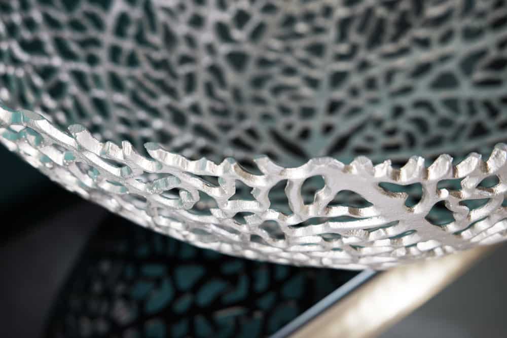 Filigrane Design Schale ABSTRACT LEAF 45cm silber Handarbeit