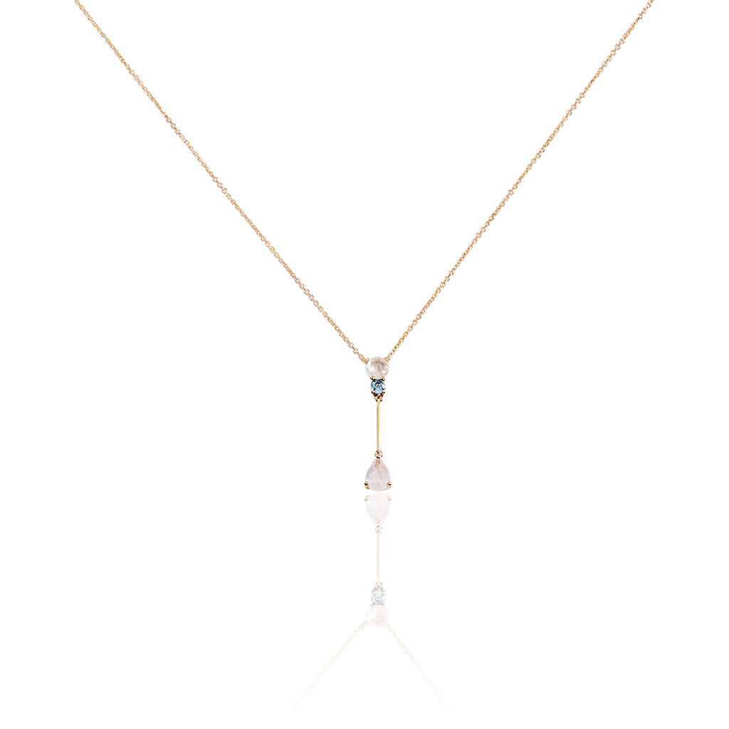 Collier Belen Or Rose Topaze Et Quartz