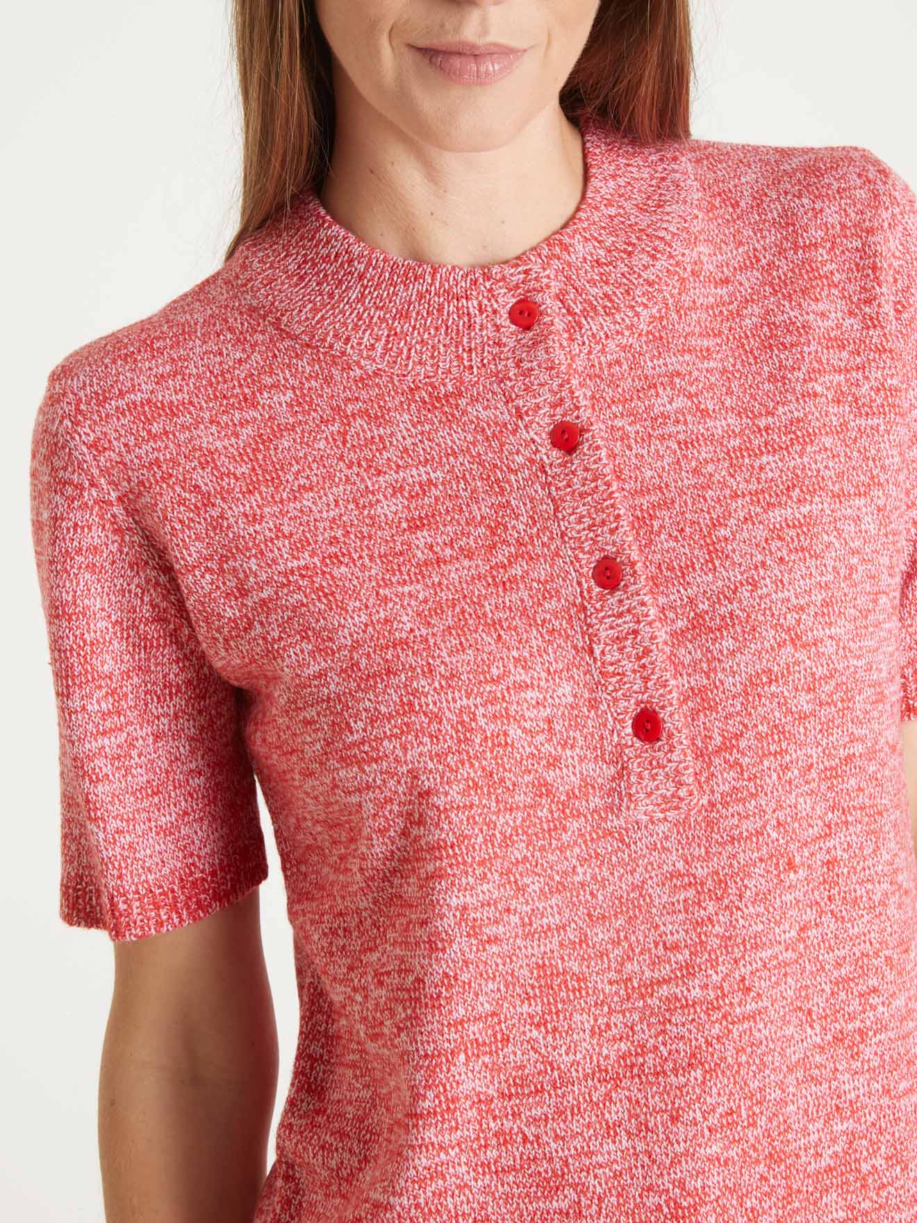 Pull col tunisien en maille chinée