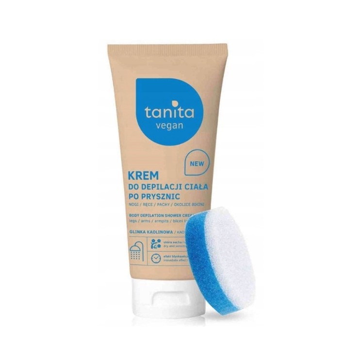Tanita Vegan Body Ontharingscrème After Shower Kaolienklei 200 ml + Sponsje