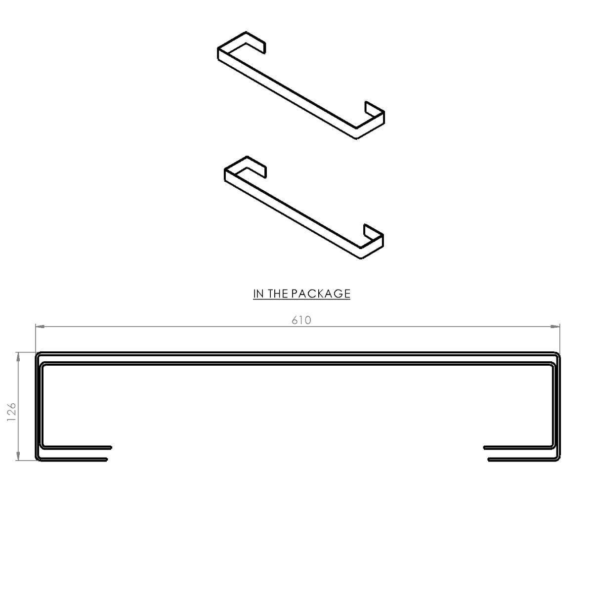 Sapho Enis handdoekhouders 2 stuks 61x4cm mat zwart