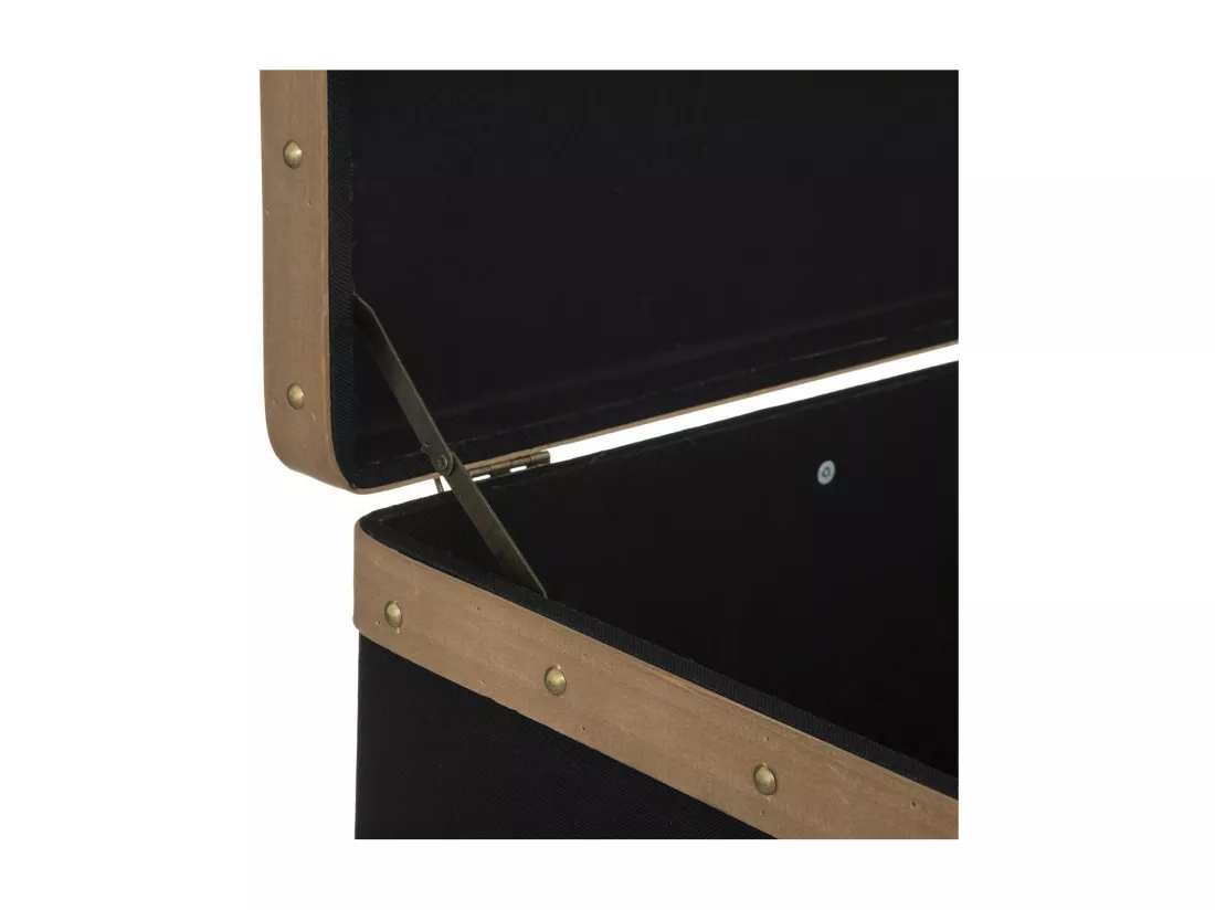 Set de 3 Malles de rangement déco en Bois et Lin noir