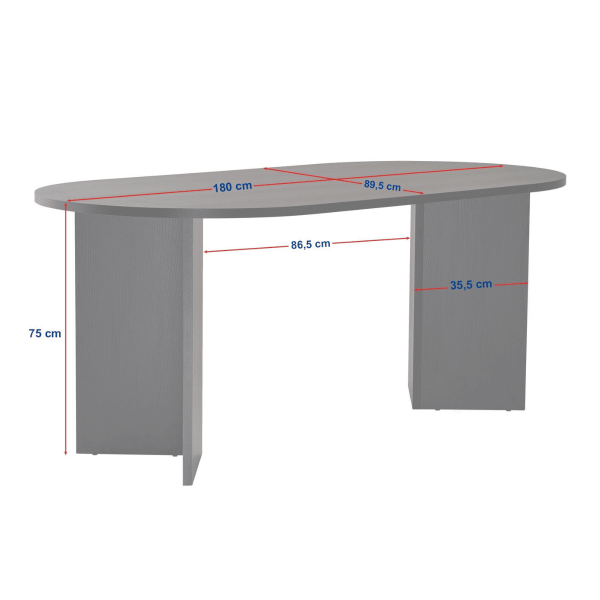Calicosy - Eettafel met afgeronde randen L180 cm - SABLE