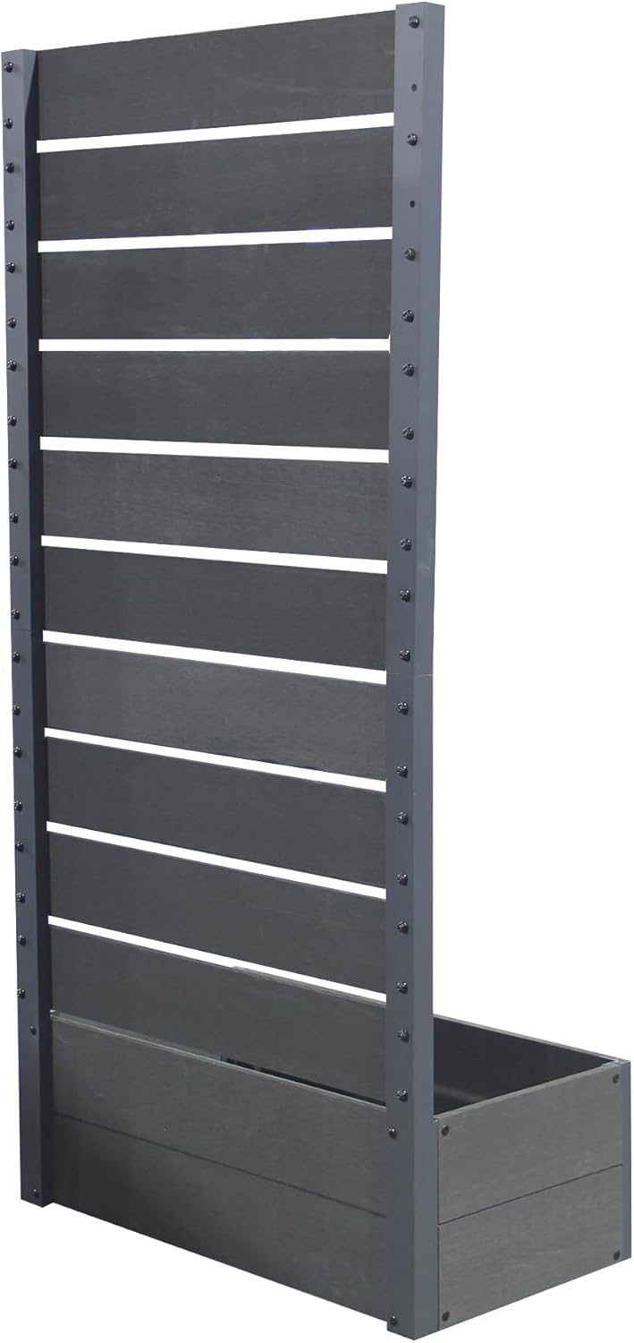 [en.casa] Blumenkasten mit Sichtschutz Heerde Pflanzkasten mit Trennwand 150 x 72 x 38 cm Pflanzkübel WPC Outdoor Rankhilfe Garten Grau