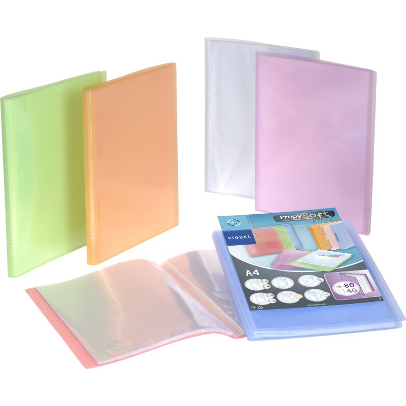 Protège-documents Viquel polypropylène translucide personnalisable 40 pochettes - 80 vues couleurs assorties