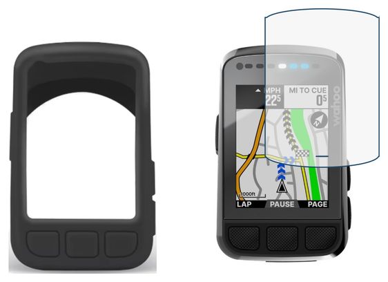 Ecran de protection en verre trempé et Housse de protection silicone pour Wahoo Element Bolt V2