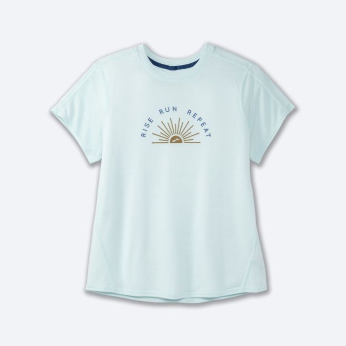 Brooks Dame T-shirts Distance Graphic Short Sleeve Blå