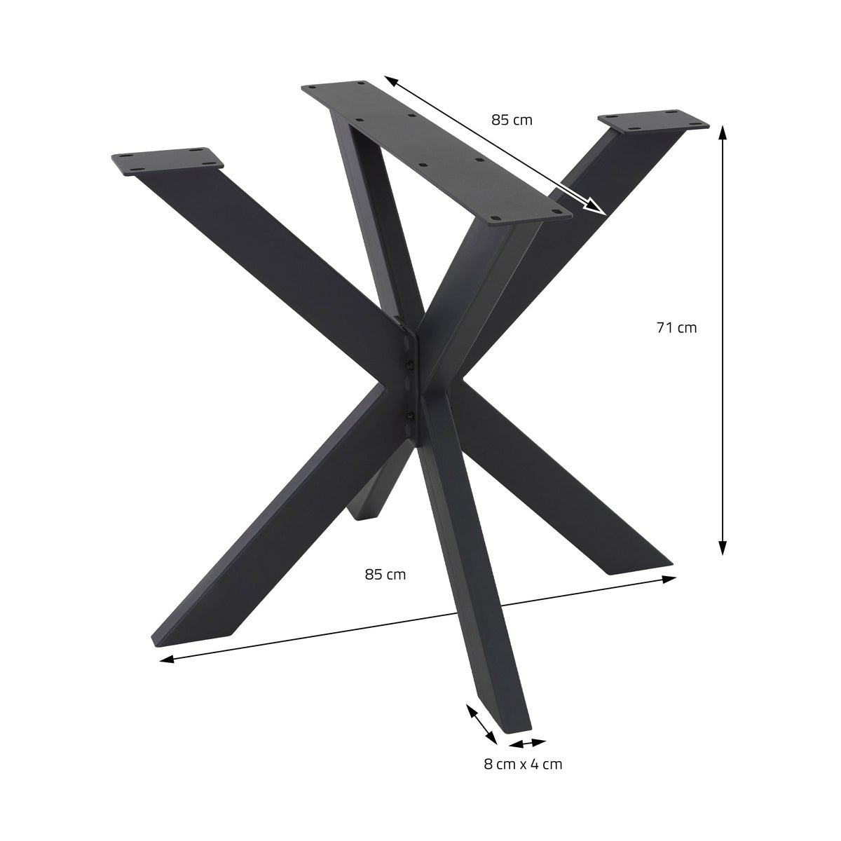 ML-Design Spider Tafelframe 85x71x85 cm, Zwart, Kruisframe X-Design Tafelpoten Meubelpoten, Robuuste Stalen Tafelsleden, Metalen Tafelpoten, DIY Eettafel, Industrieel Ontwerp, Eenvoudige Montage