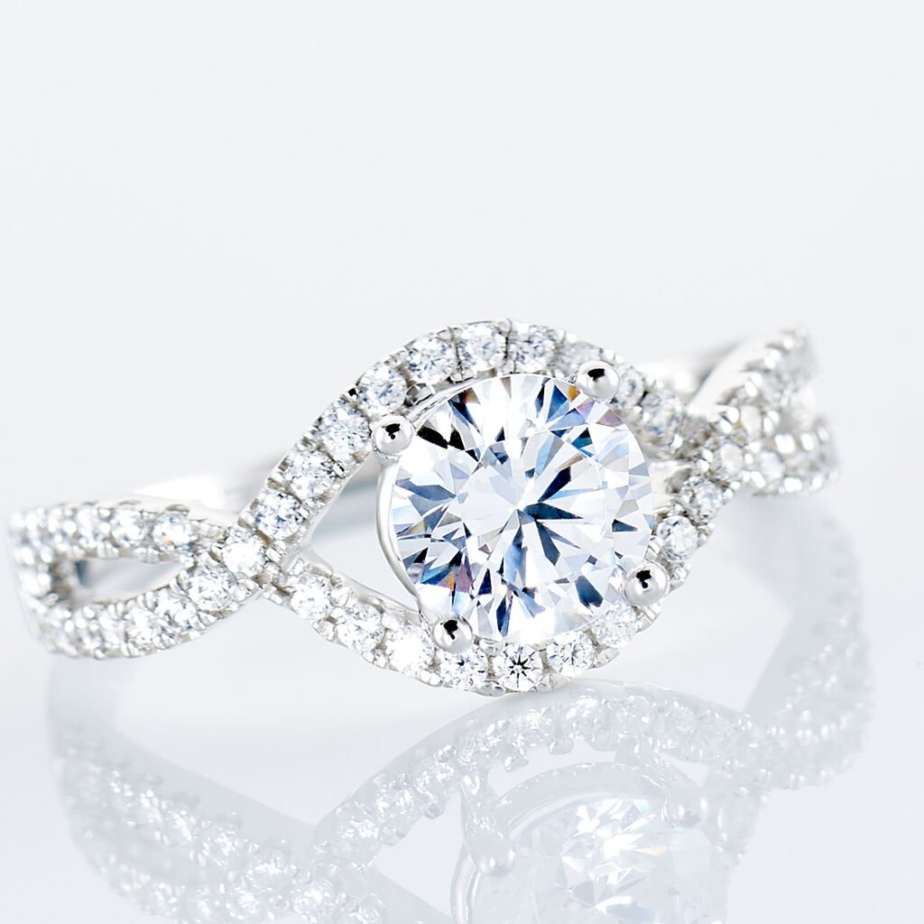 Bague Solitaire Anette Or Blanc Oxyde De Zirconium